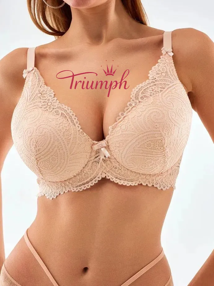 „Triumph®“ 5 vnt.💖50 % nuolaida✨Nėriniuota liemenėlė dideliems dydžiams, gili V formos [65A-120H]