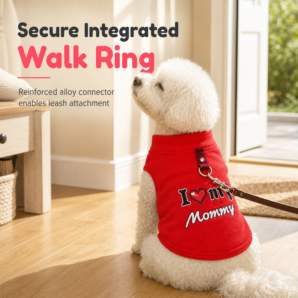 🐾 Teplý psí sveter s pútkom na vodítko – s nápisom ”Love Daddy & Mommy“, pre pohodlné zimné prechádzky ❄️✨