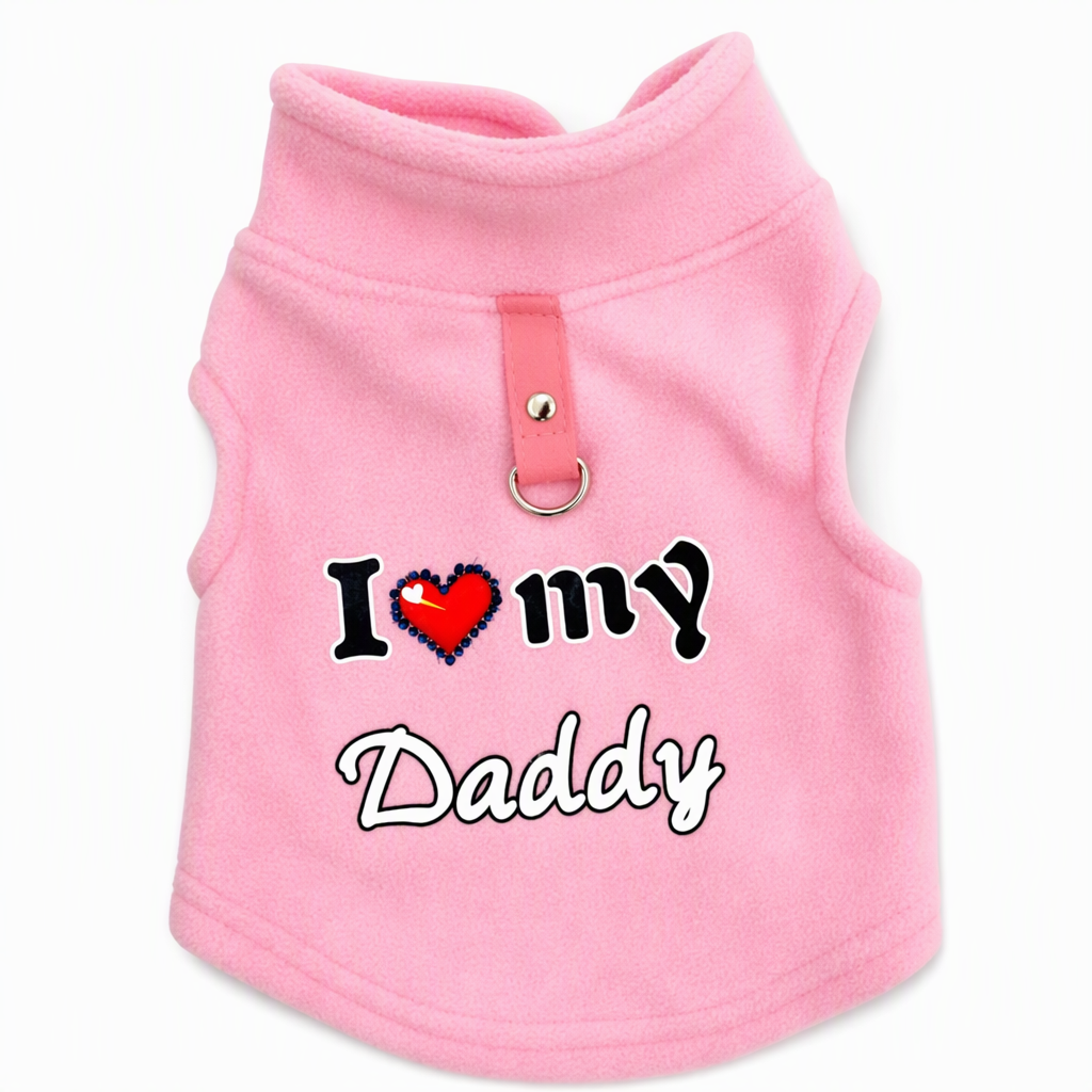 🐾 Teplý psí sveter s pútkom na vodítko – s nápisom ”Love Daddy & Mommy“, pre pohodlné zimné prechádzky ❄️✨