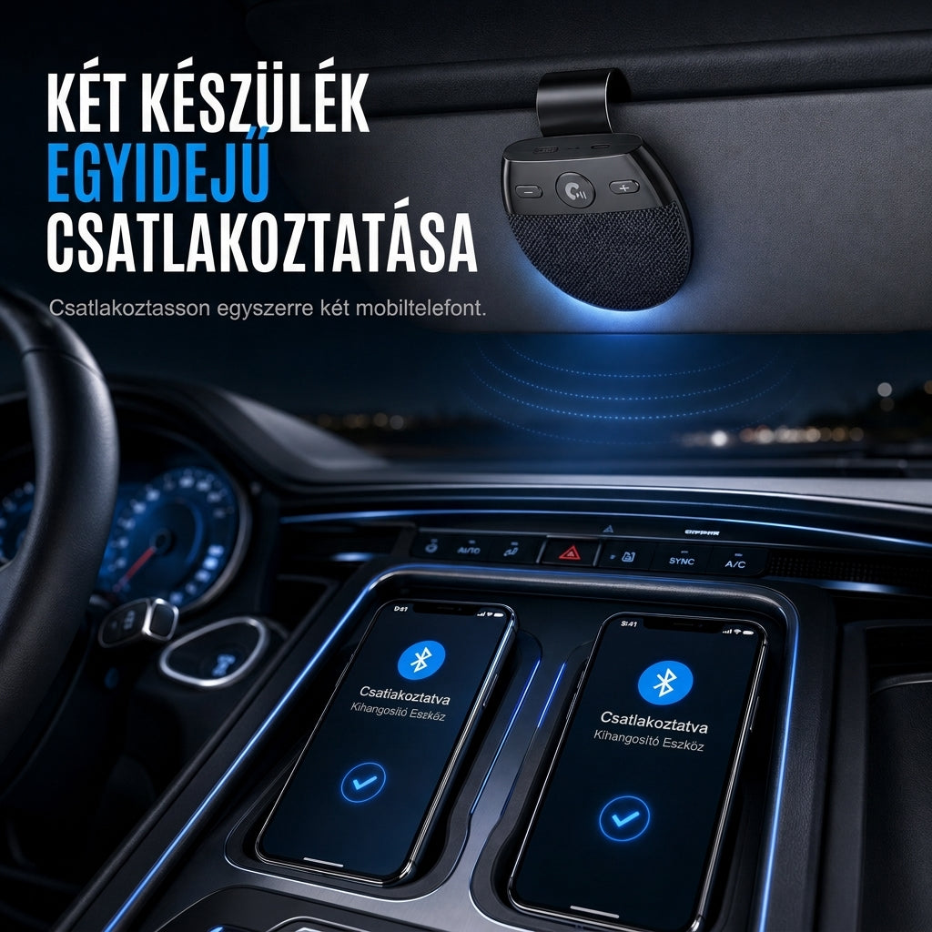 🚗 SP11 – Bluetooth handsfree zariadenie do auta s integrovaným slnečným štítom, s funkciou automatického zapnutia pri detekcii vibrácií, podporuje A2DP a hlasové upozornenie na prichádzajúce hovory