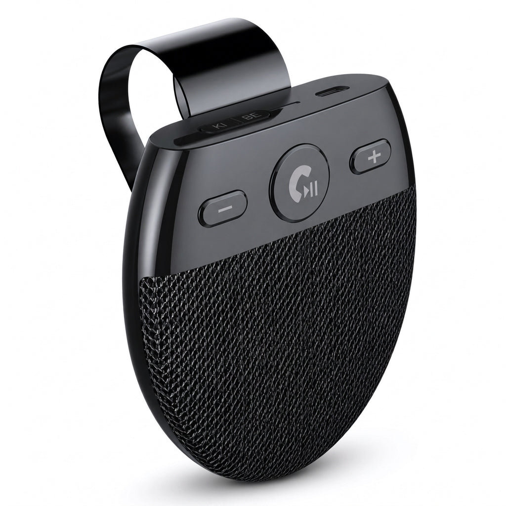 🚗 SP11 – Bluetooth handsfree zariadenie do auta s integrovaným slnečným štítom, s funkciou automatického zapnutia pri detekcii vibrácií, podporuje A2DP a hlasové upozornenie na prichádzajúce hovory